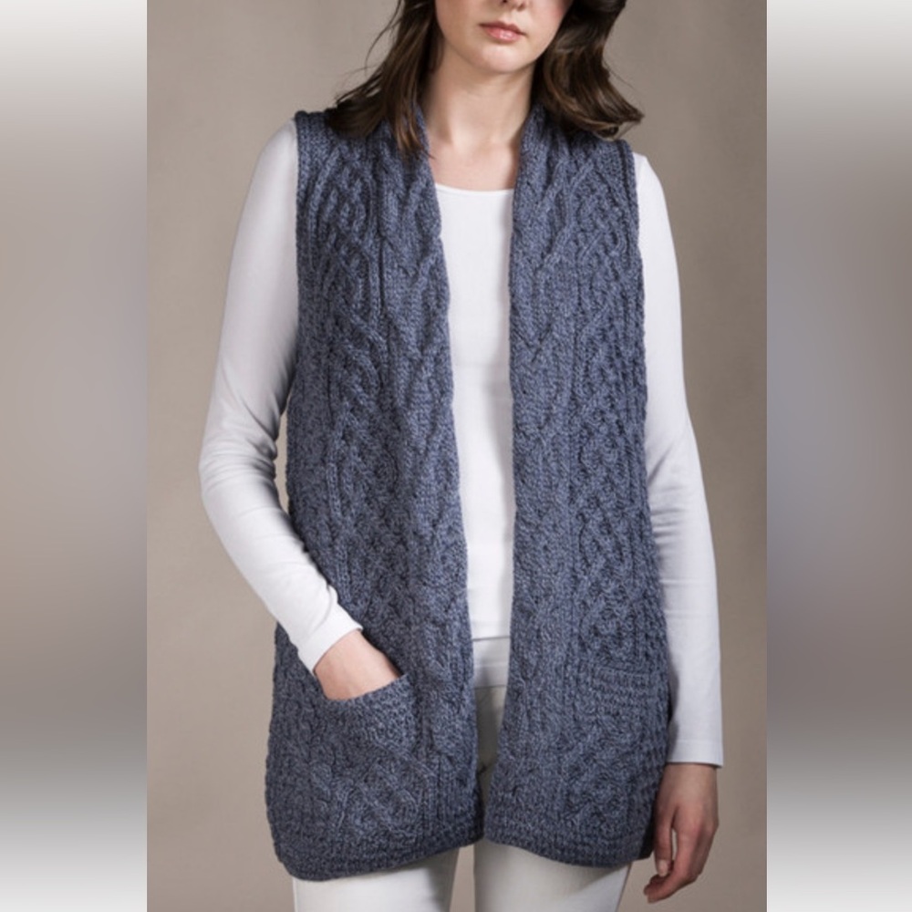 Killronan knitwear women sweater size‎ large blue merino wool Ireland cardigan